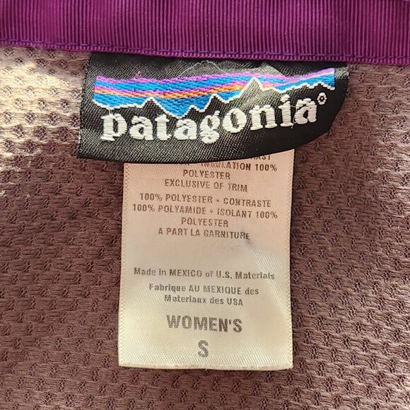Vintage 90s Patagonia high neck zip-up purple sherpa jacket ✦ size Small ✦ - Picture 10 of 14